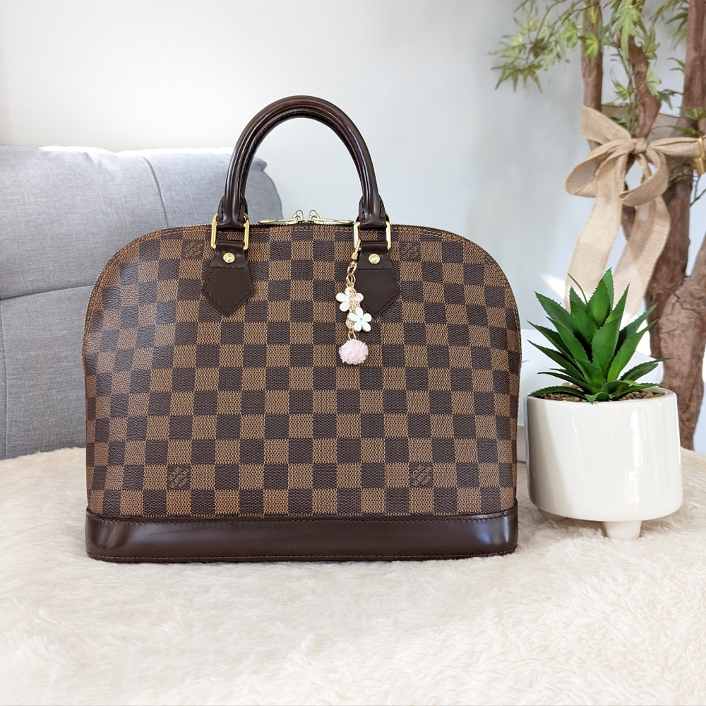 💕Authentic LV Alma MM Damier Ebene Satchel Handbag